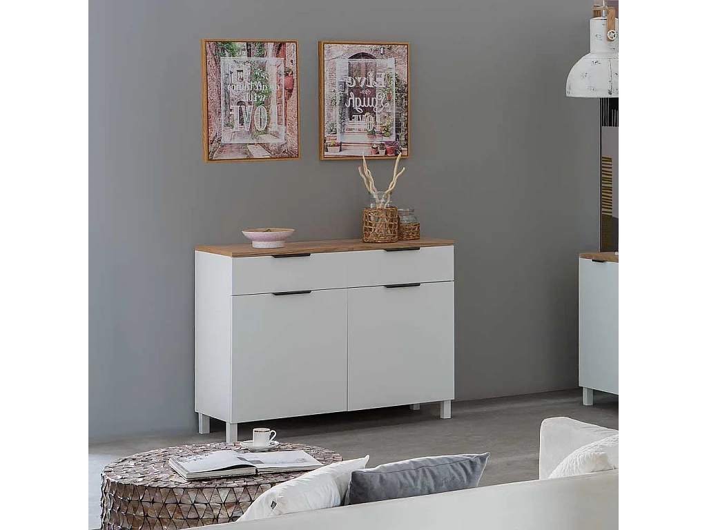 Credenza in legno con 2 cassetti e 2 ante 120x40x76h cm