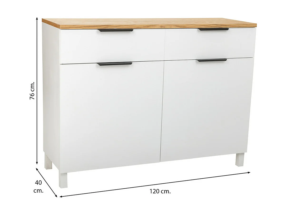 Credenza in legno con 2 cassetti e 2 ante 120x40x76h cm