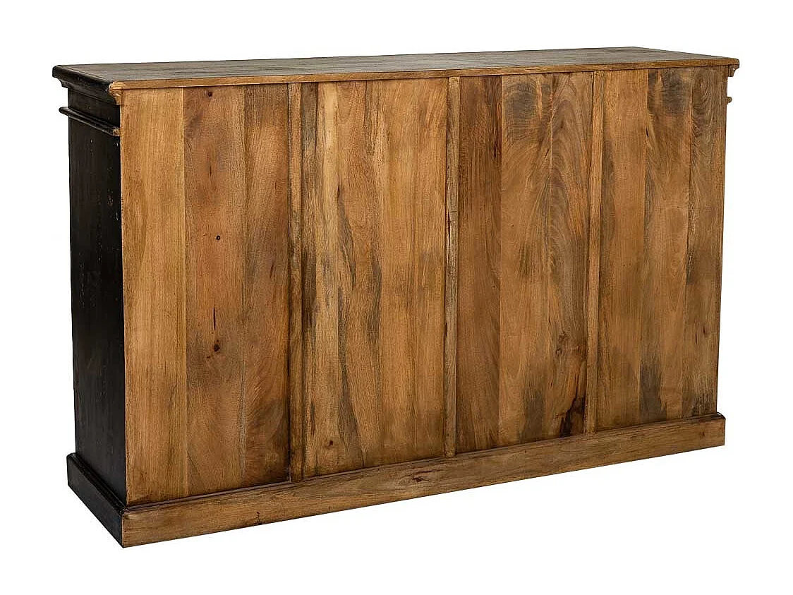 Credenza in legno e vetro artigianale nero 170x40x100