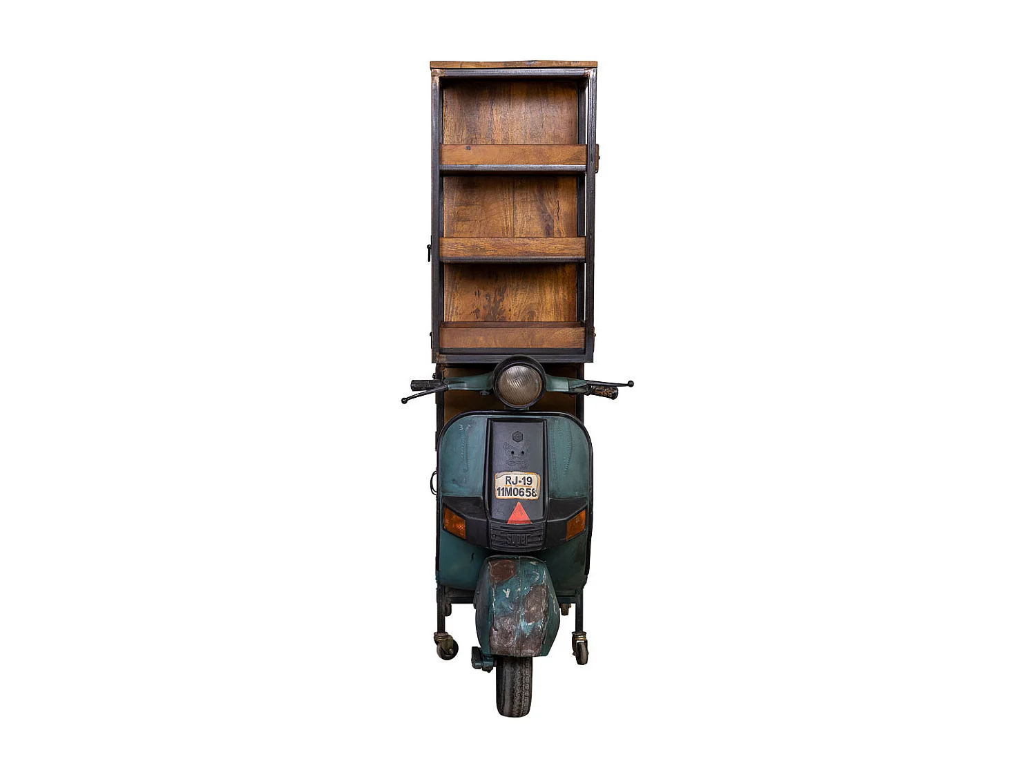 Moto étagère et porte-bouteilles marron 140x67x194