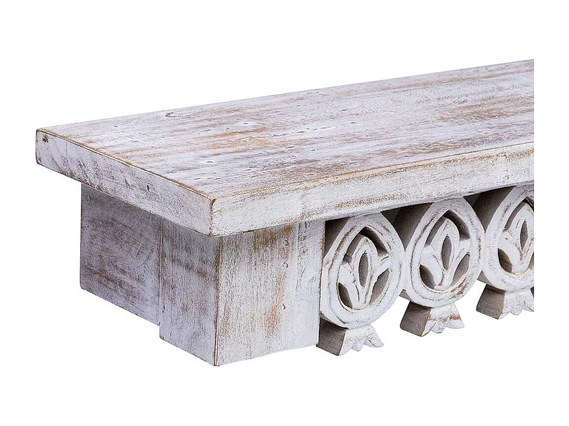 Mensola a parete in legno bianco 122x20x19