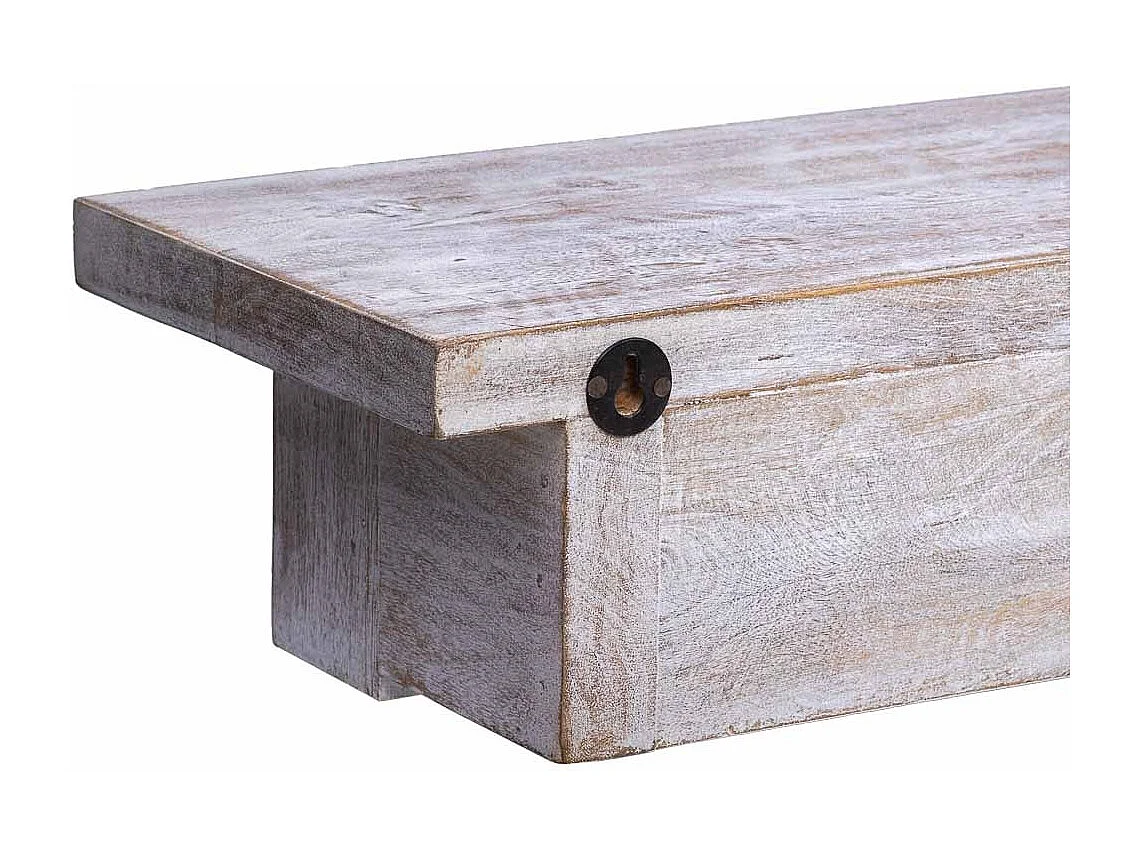 Mensola a parete in legno bianco 122x20x19