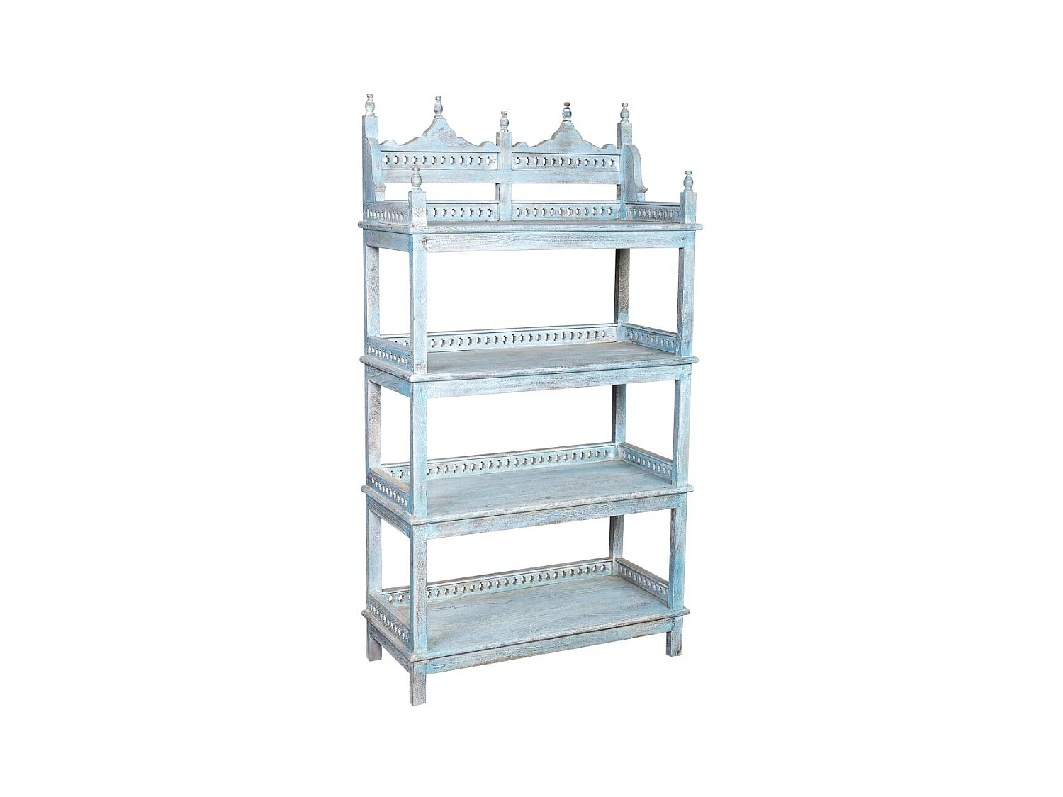 Regale aus Holz, geschnitzt blau 90x40x166