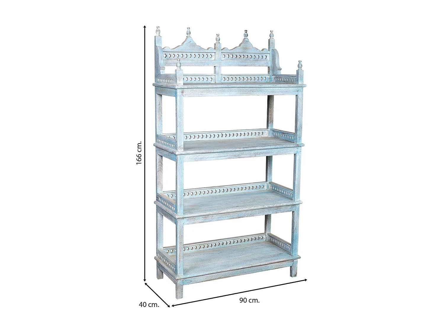 Regale aus Holz, geschnitzt blau 90x40x166