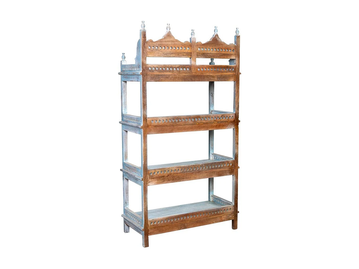 Regale aus Holz, geschnitzt blau 90x40x166