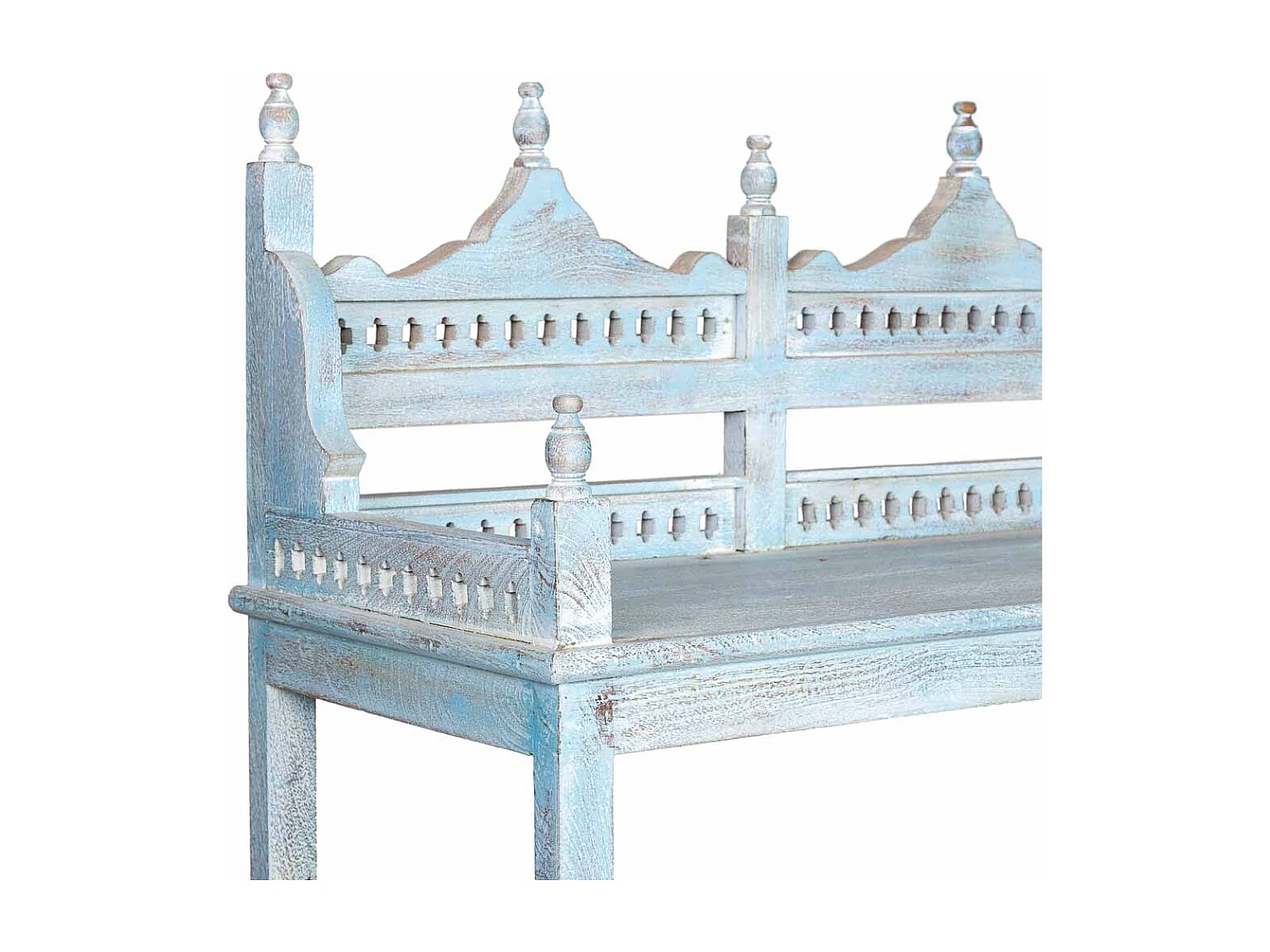 Estante de madeira esculpida azul 90x40x166