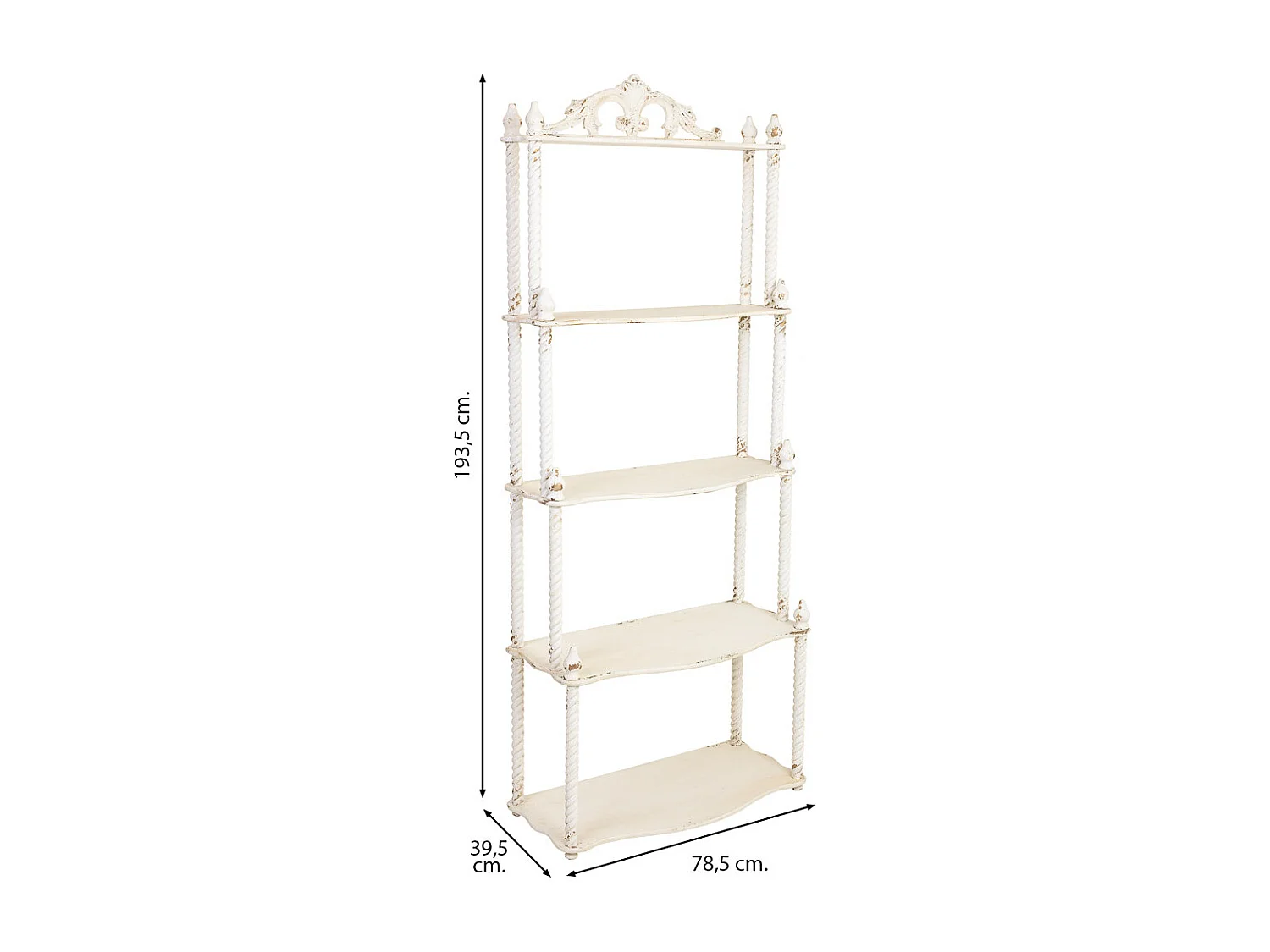 Estanteria de madera 5 baldas envejecido 78,5x39,5x193,5h cm