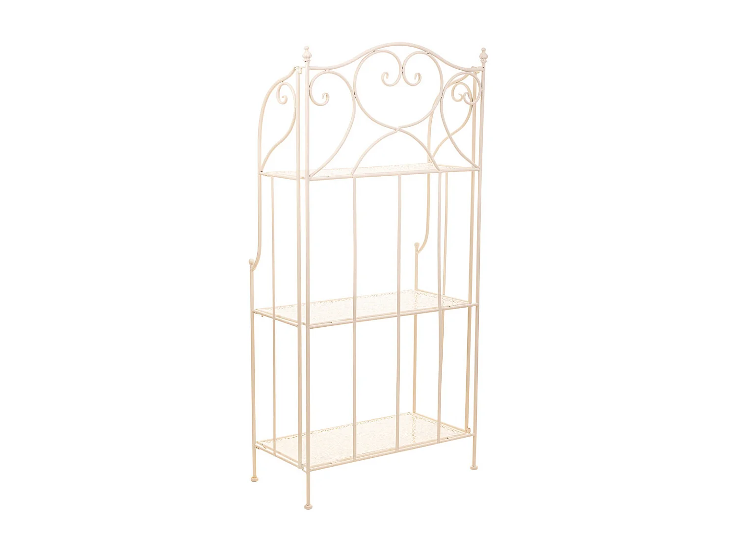 Weißes Schmiedeeisenregal mit 3 Böden, 58 x 28 x 120 cm