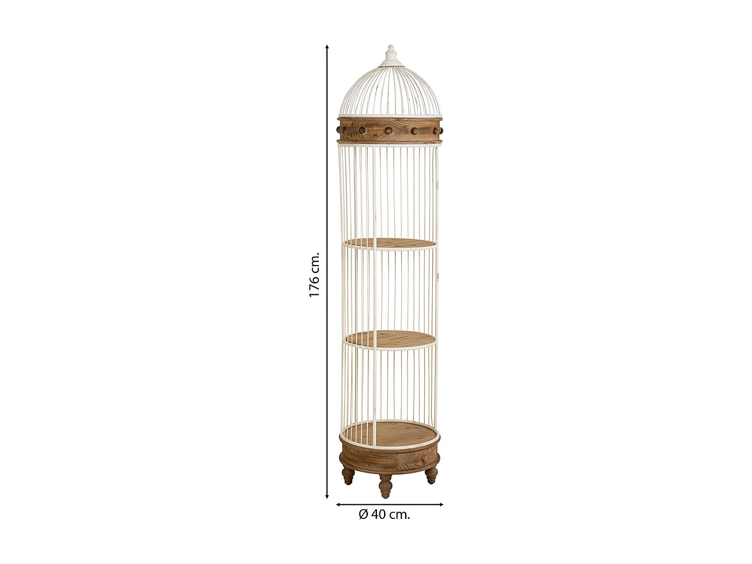 Estante de madeira e metal branca com 3 prateleiras 40x40x176h cm