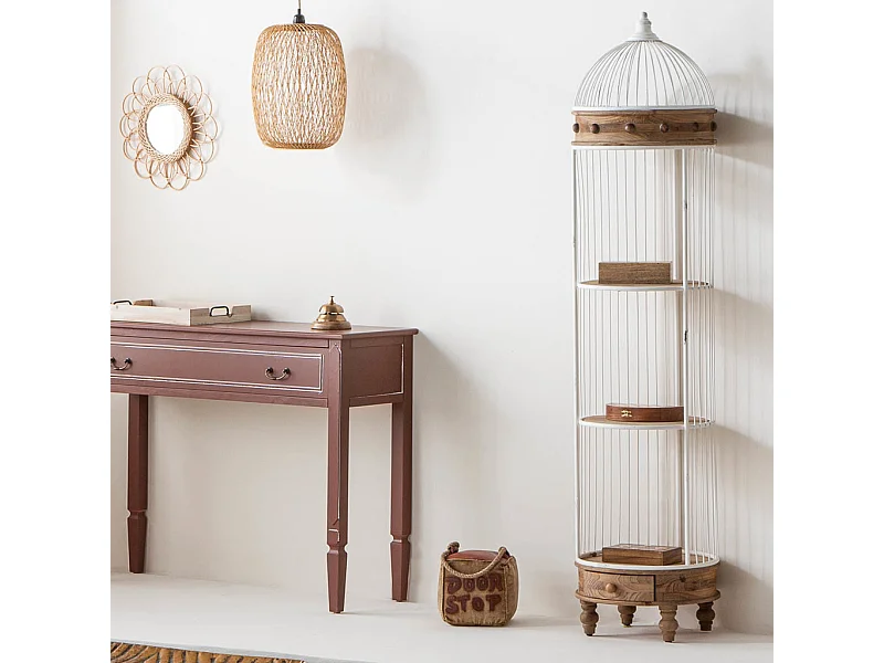 Scaffale in legno bianco e metallo a 3 ripiani 40x40x176h cm