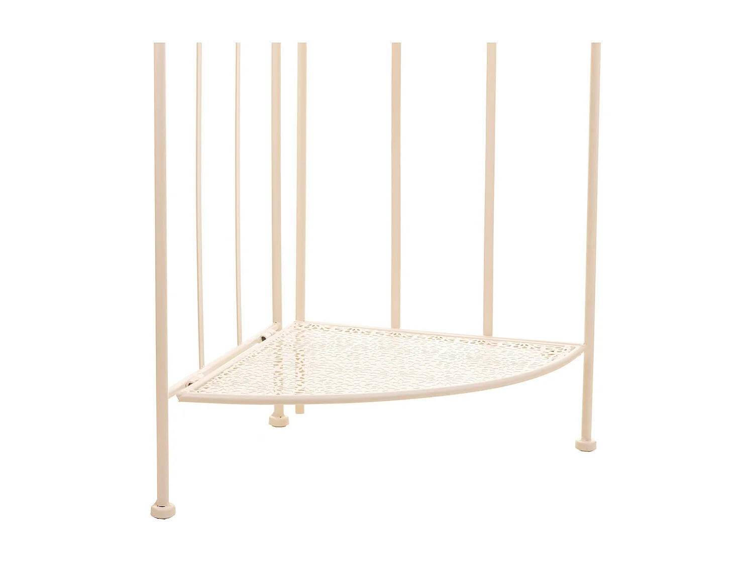 Eckschrank mit 3 Regalen aus weißem Schmiedeeisen, 30 x 30 x 120 cm