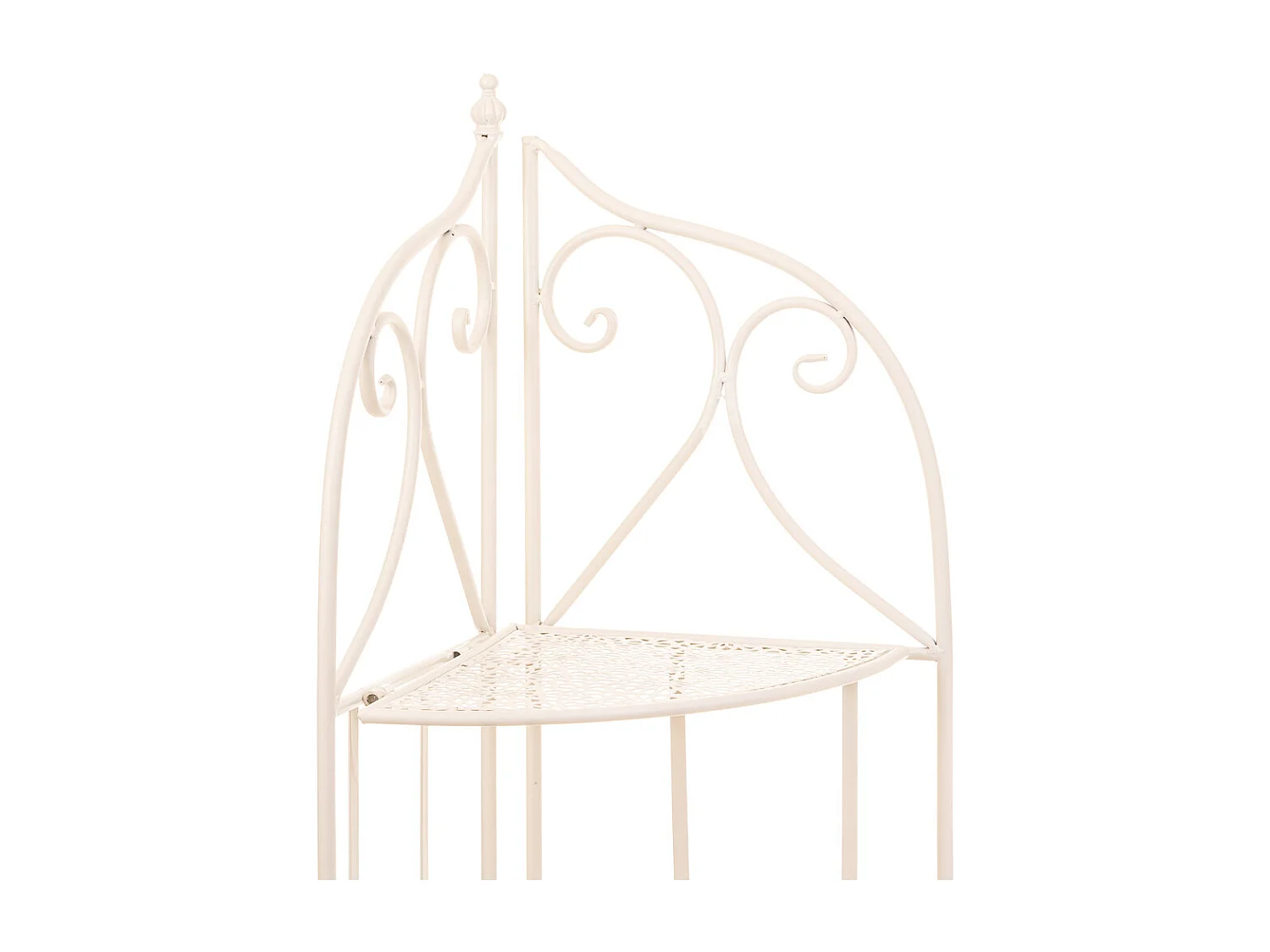 Móvel de canto com 3 prateleiras em ferro forjado branco, 30x30x120h