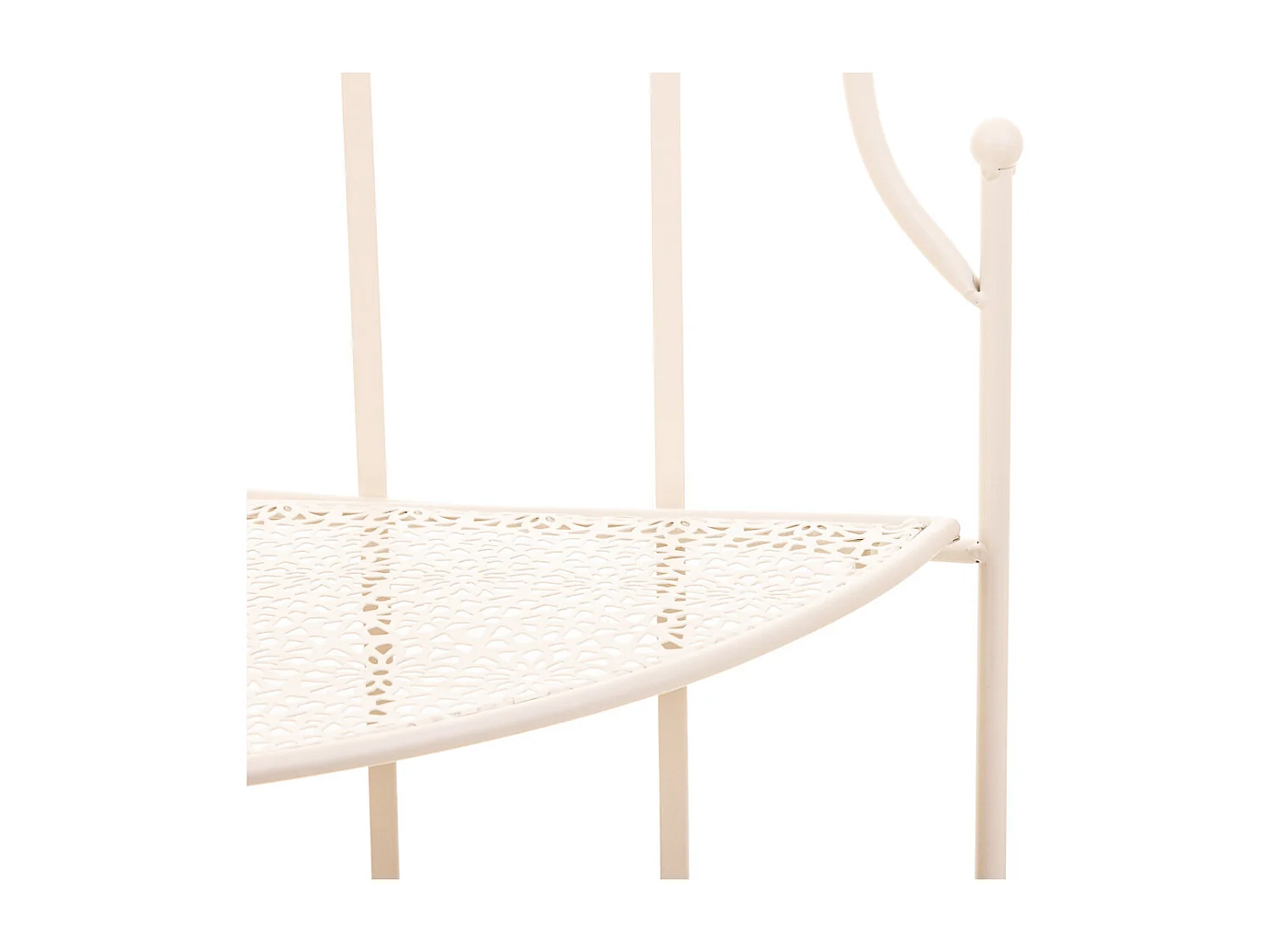 Móvel de canto com 3 prateleiras em ferro forjado branco, 30x30x120h