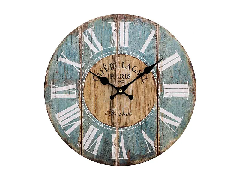 Relógio de madeira azul 60x60x2cm