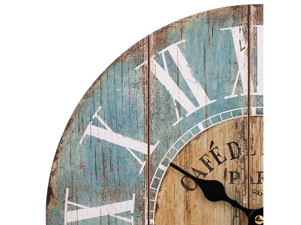 Relógio de madeira azul 60x60x2cm