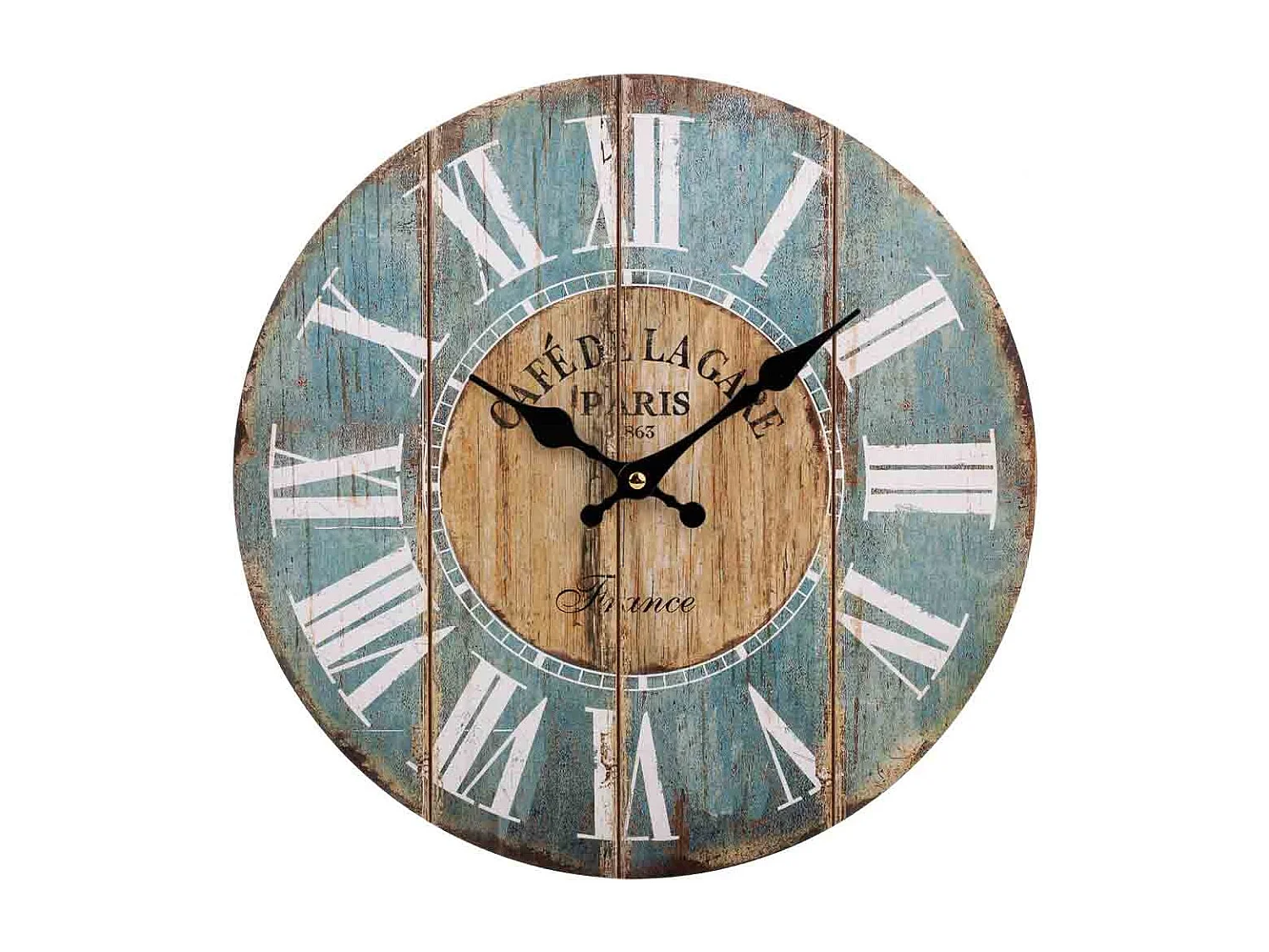 Horloge en bois bleu 60x60x2cm