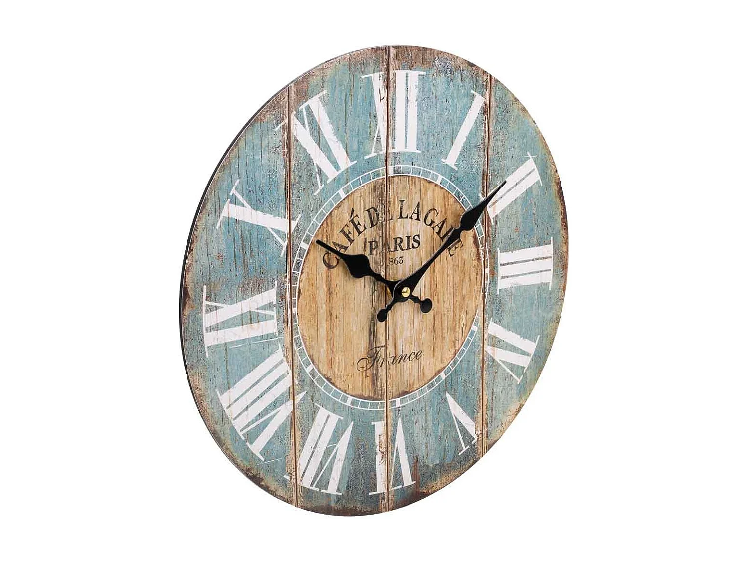Horloge en bois bleu 60x60x2cm
