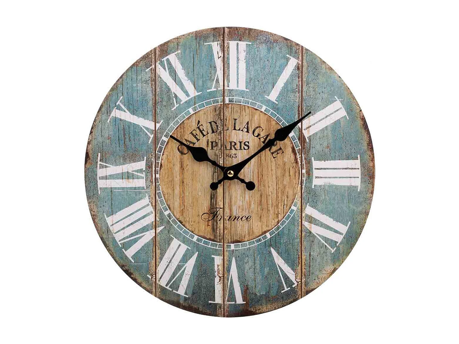 Horloge en bois bleu 60x60x2cm