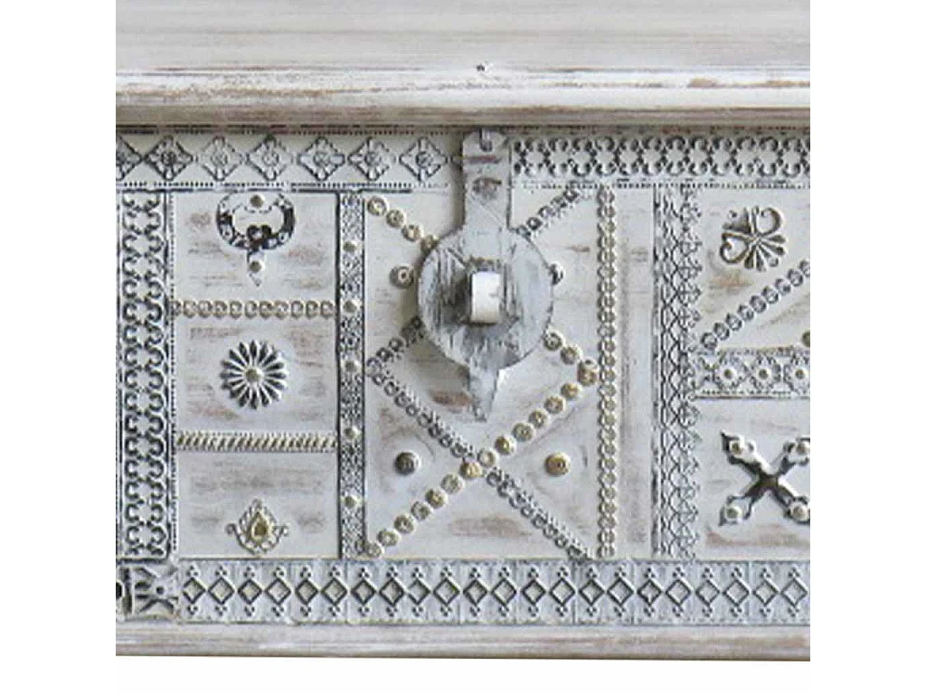 Baú de madeira azul 146x40x45h cm