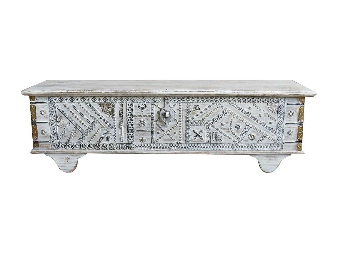 Baú de madeira azul 146x40x45h cm