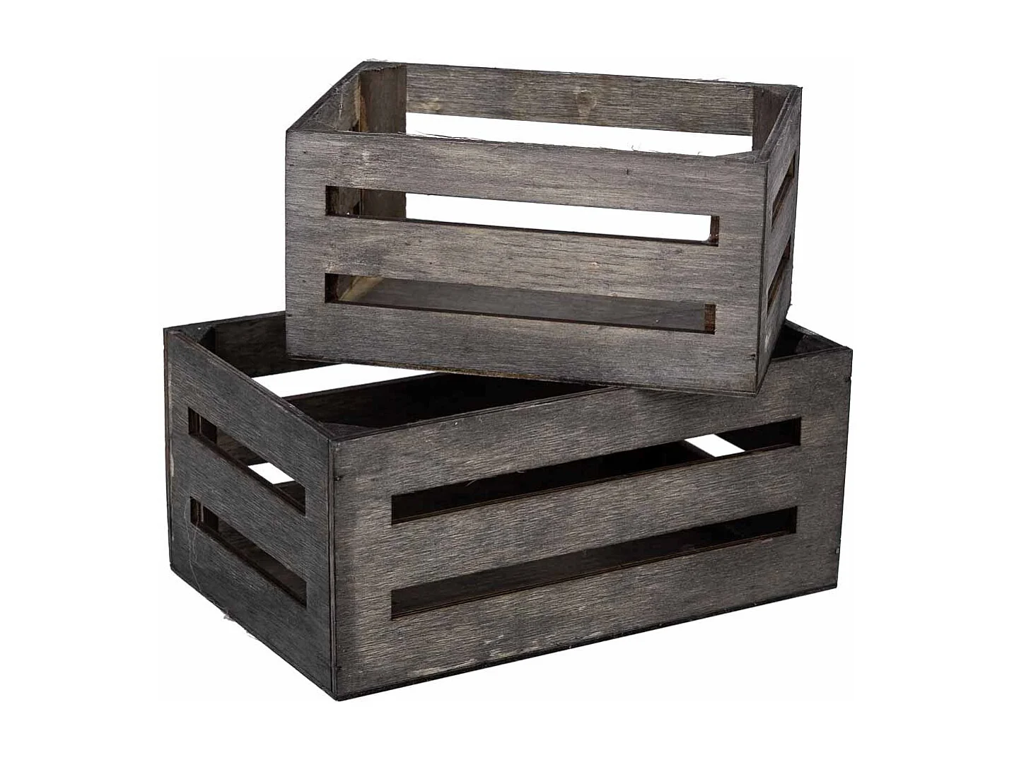 Conjunto de gavetas em madeira 2 peças cinzento 20x13x09-16x11x08h cm