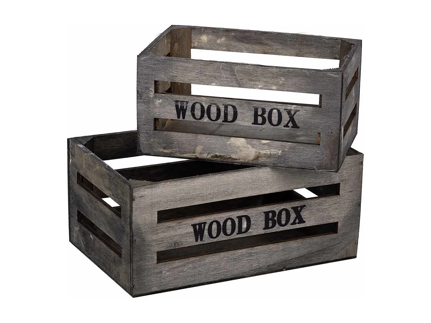 Holzschubladen-Set 2-teilig grau 20x13x09-16x11x08h cm