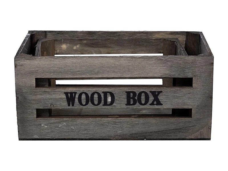 Cajones de madera set 2 piezas gris 20x13x09-16x11x08h cm