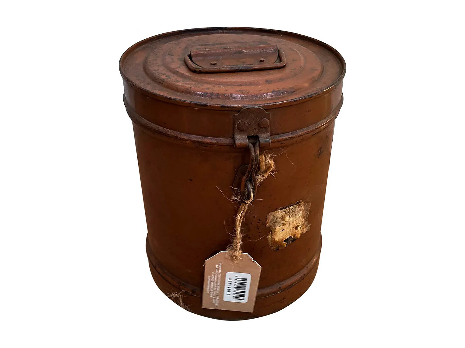 Braune Metalltrommel 20x20x23h cm