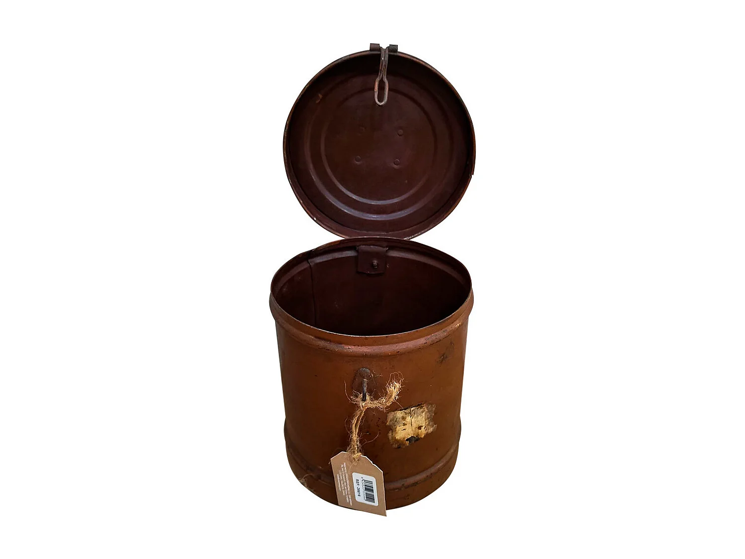 Braune Metalltrommel 20x20x23h cm