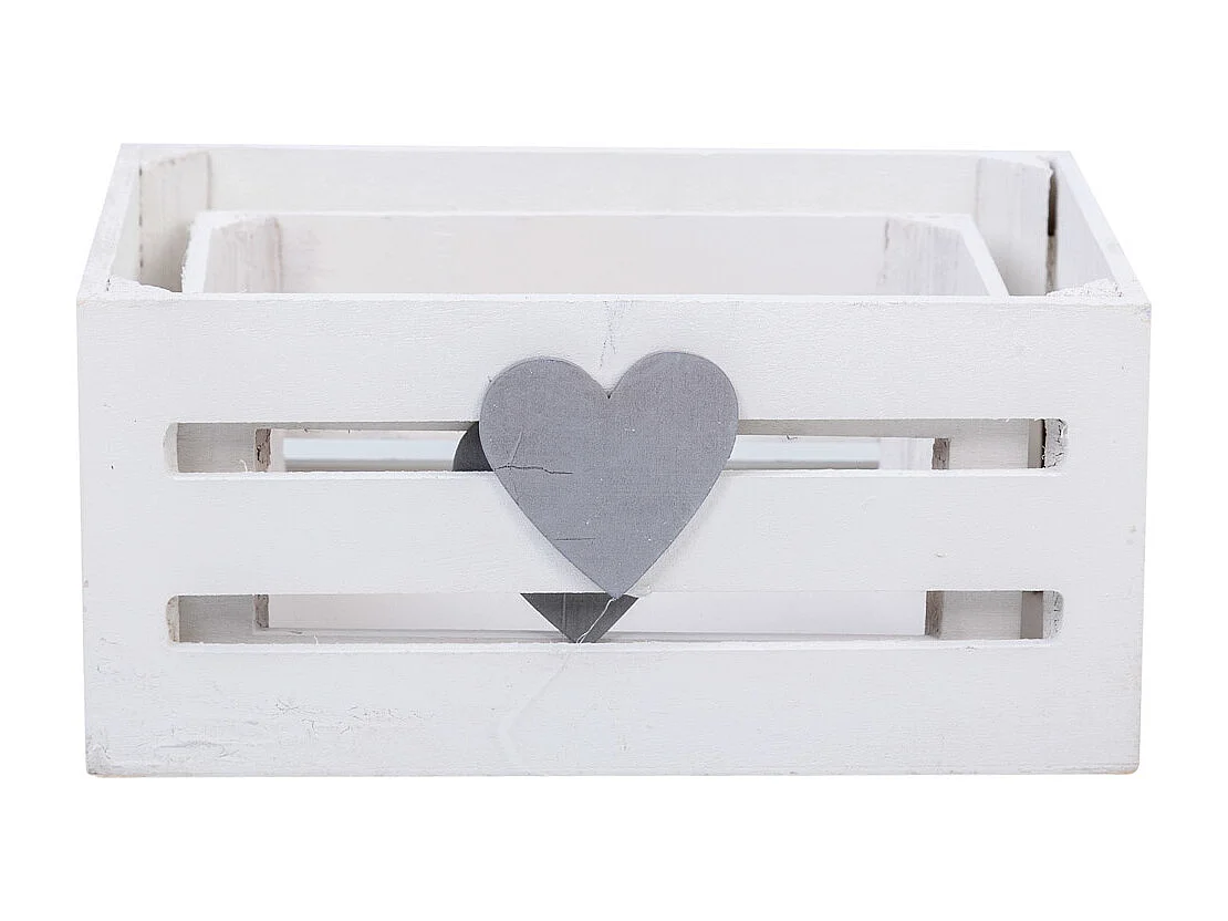 Cajones de madera set   2 piezas blanco 20x13x09, 16x11x08cm