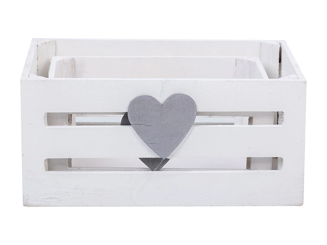 Holzschubladen 2er Set weiß 20x13x09, 16x11x08cm