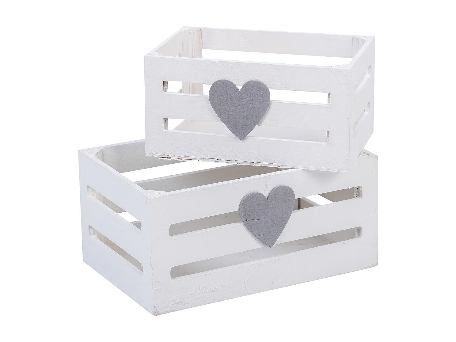 Holzschubladen 2er Set weiß 20x13x09, 16x11x08cm