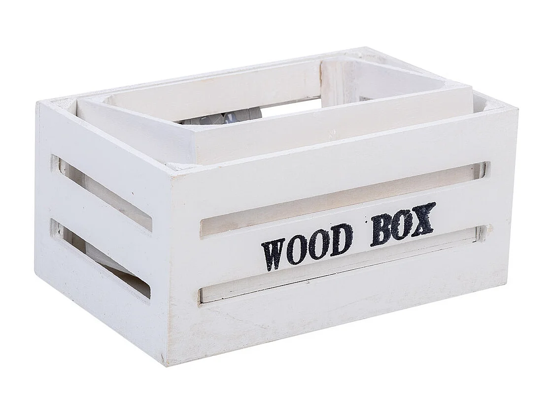 Holzschubladen 2er Set weiß 20x13x09, 16x11x08cm