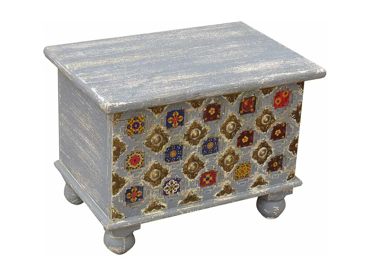 Baú de madeira azul 60x40x45h cm