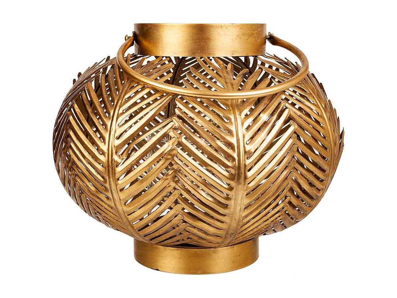 Castiçal em metal dourado 34x34x27