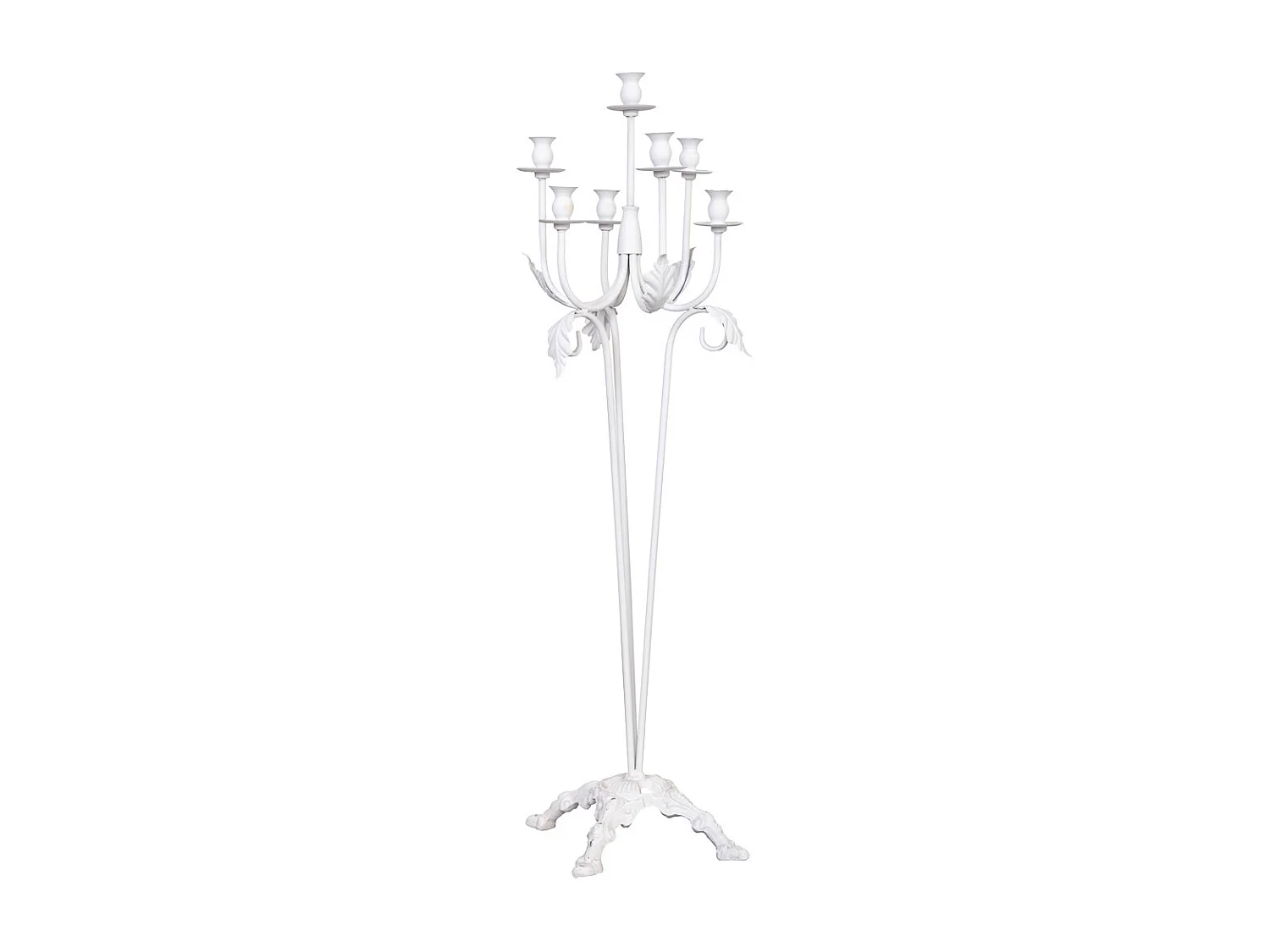 Candelabro de pie de metal envejecido blanco 35x35x110h cm