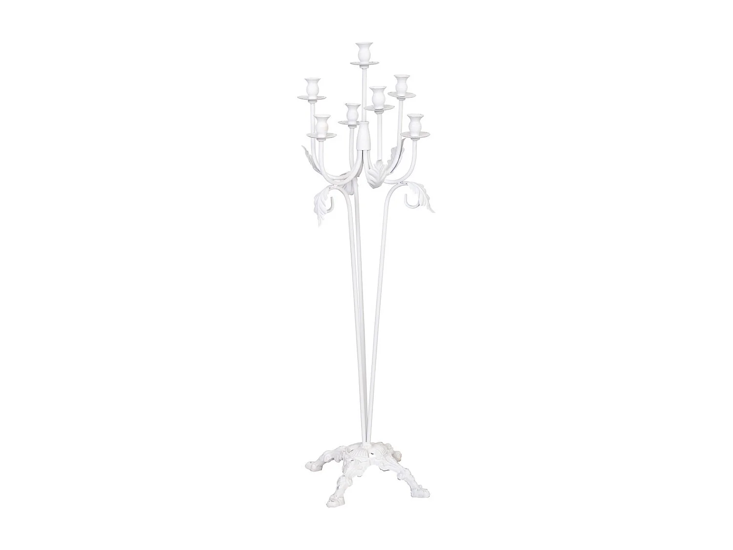 Candelabro de pie de metal envejecido blanco 35x35x110h cm