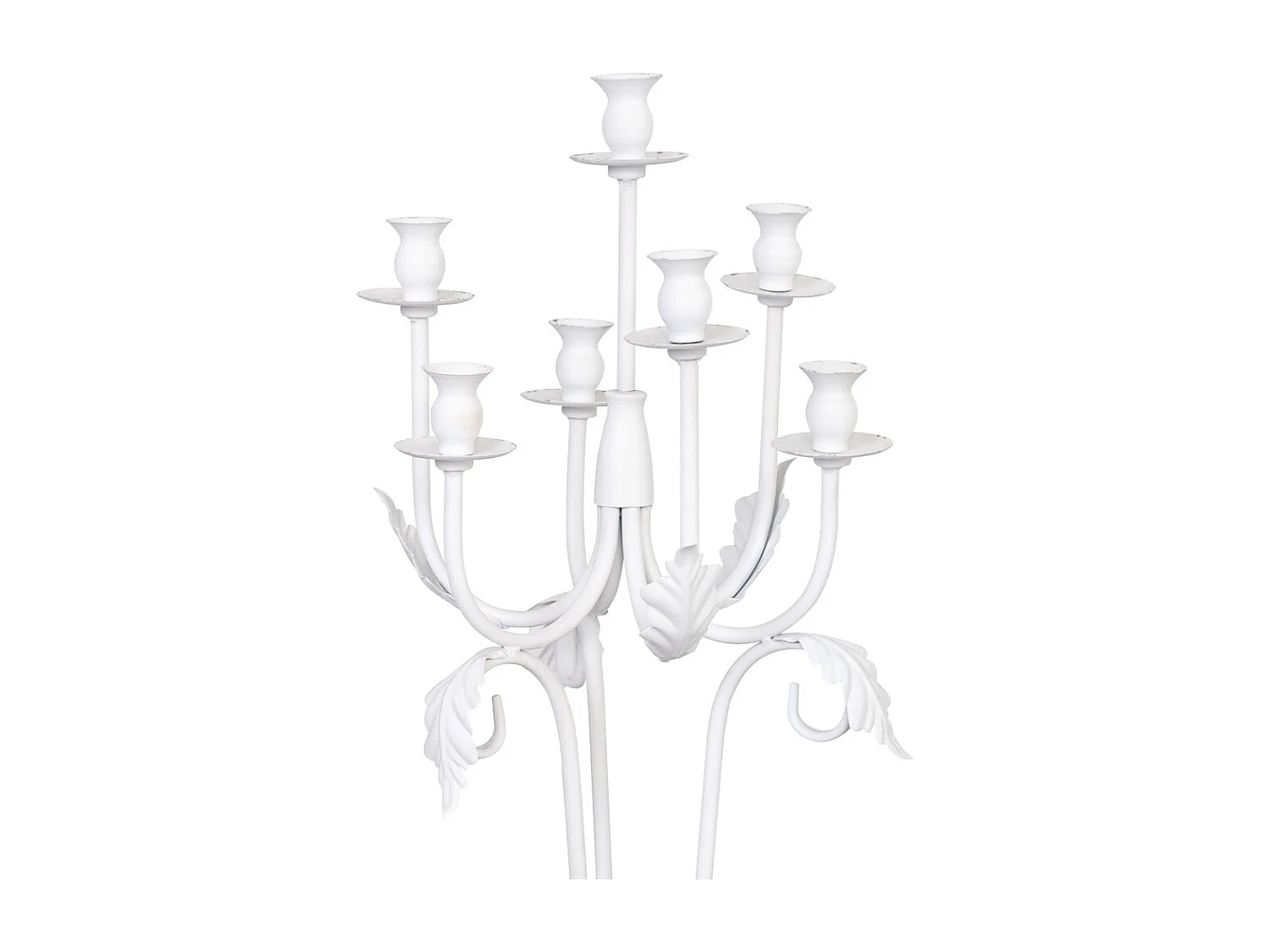 Candelabro de pie de metal envejecido blanco 35x35x110h cm