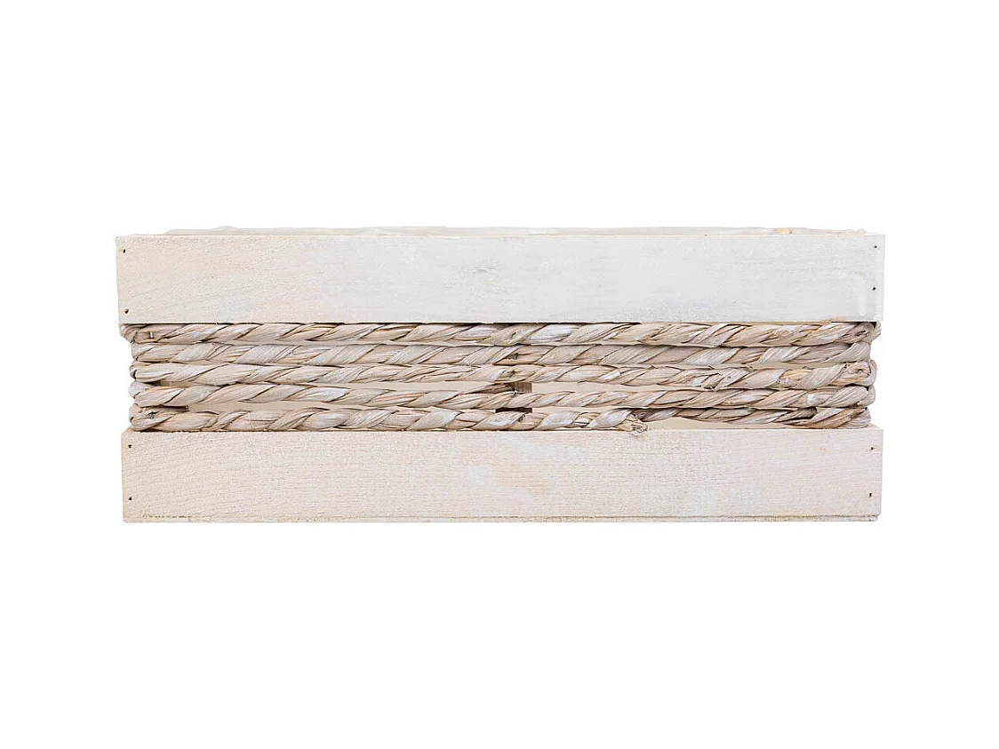 Cesto in legno e corda bianco 35x25x12/31h