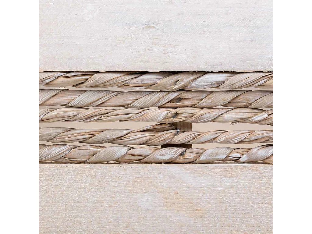 Cesto de madera y cuerda blanco 35x25x12/31