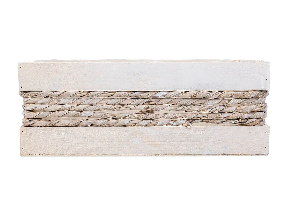 Panier en bois et corde blanc 35x25x12/31h