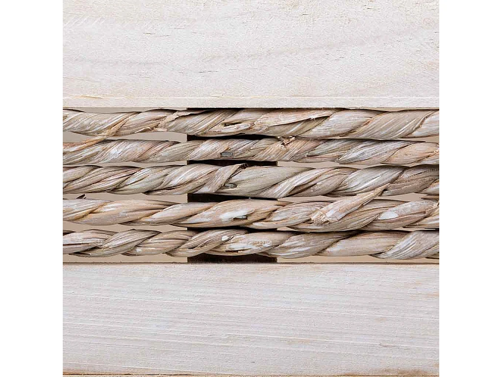 Cesto de madera y cuerda blanco 30x20x12/27