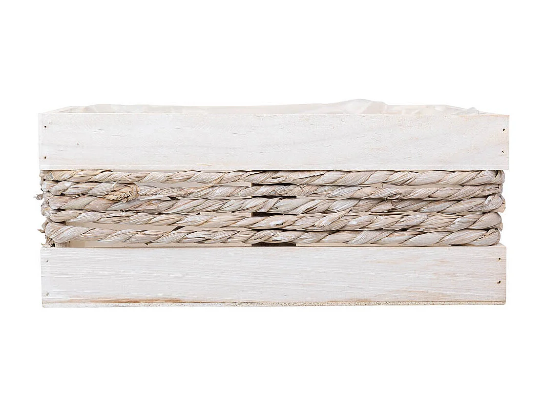 Panier en bois et corde blanc 30x20x12/27h
