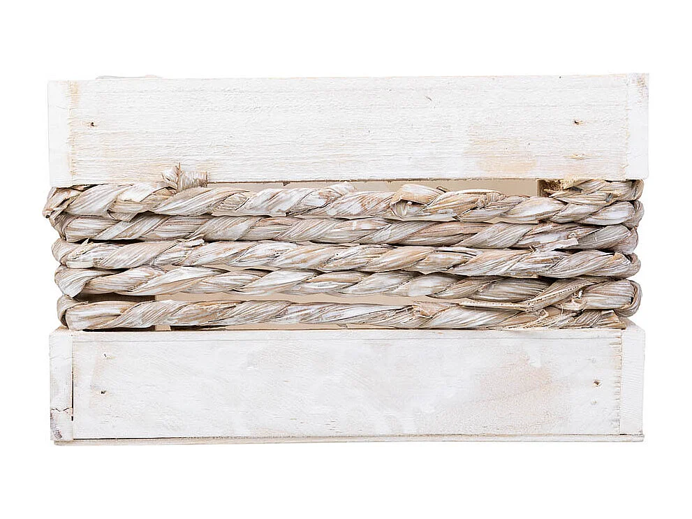 Panier en bois et corde blanc 30x20x12/27h