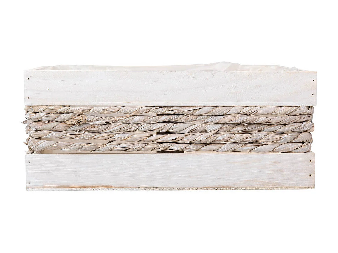 Panier en bois et corde blanc 30x20x12/27h