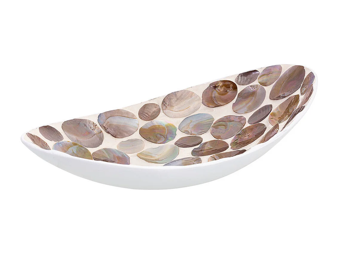 Centro tavola legno e madreperla marrone 48x22x10h cm