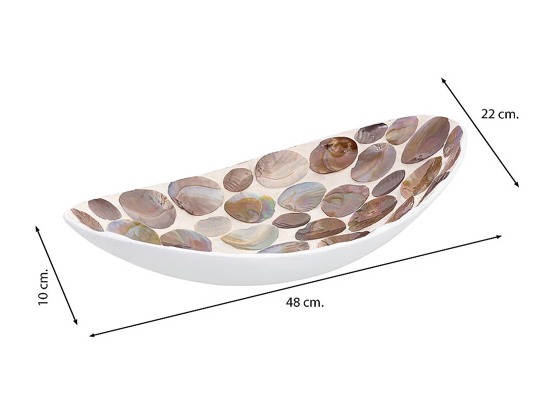 Centro tavola legno e madreperla marrone 48x22x10h cm