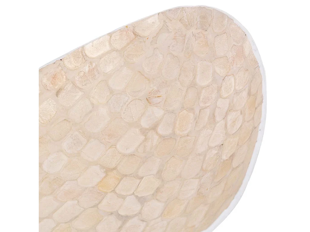 Centro de mesa de madera y madreperla blanco 48x22x10h cm