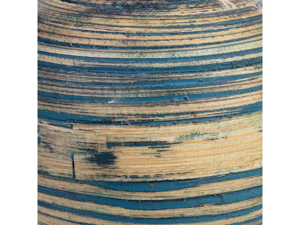 Conjunto de bandeja e 3 porta-velas em madeira de bambu azul 33x13x3h cm