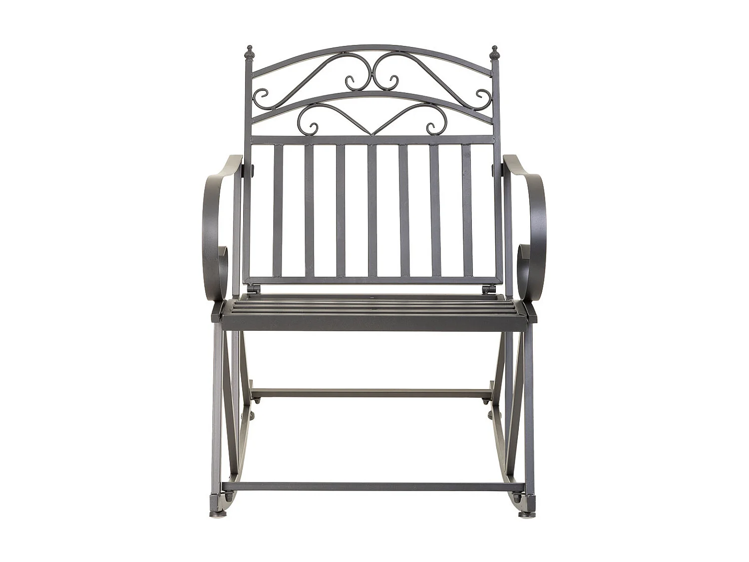 Sedia a dondolo in ferro battuto grigio 55x45x91h cm